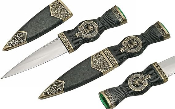 Szco Supplies 7.25" Emerald Colored Adorned Pommel Sgian Dubh Scottish Dirk Knife with Bronze