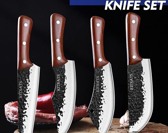 4PCS Hand Forged Butcher Knife Set